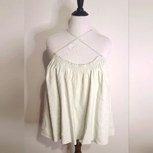 EUC Aeron Cathleen Linen Blend Oversized Strappy Tank In Pistachio size 42.